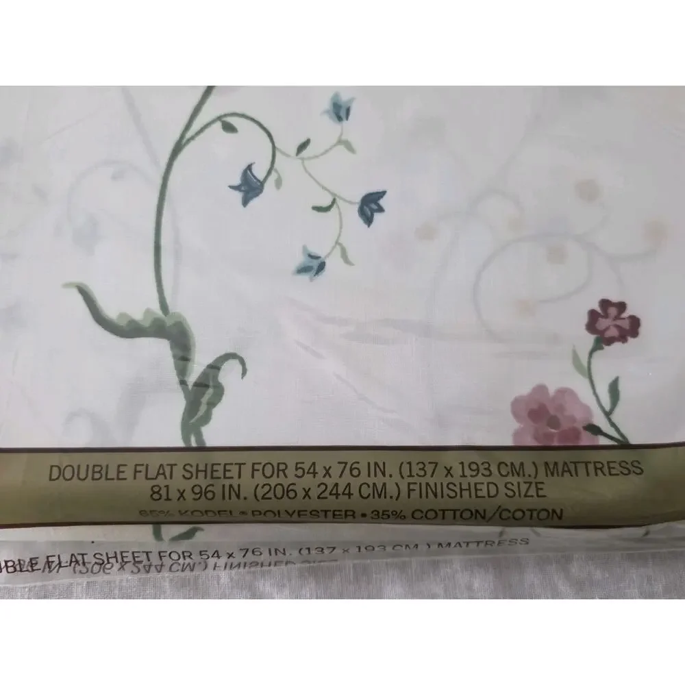 VINTAGE SPRINGMAID Wondercale Double Flat Sheet + Fitted Sheet Swiss Manor